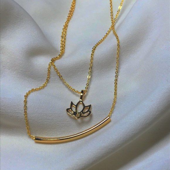 🎉 New Good Karma Lotus and Bar Necklace & Card - Picture 1 of 4